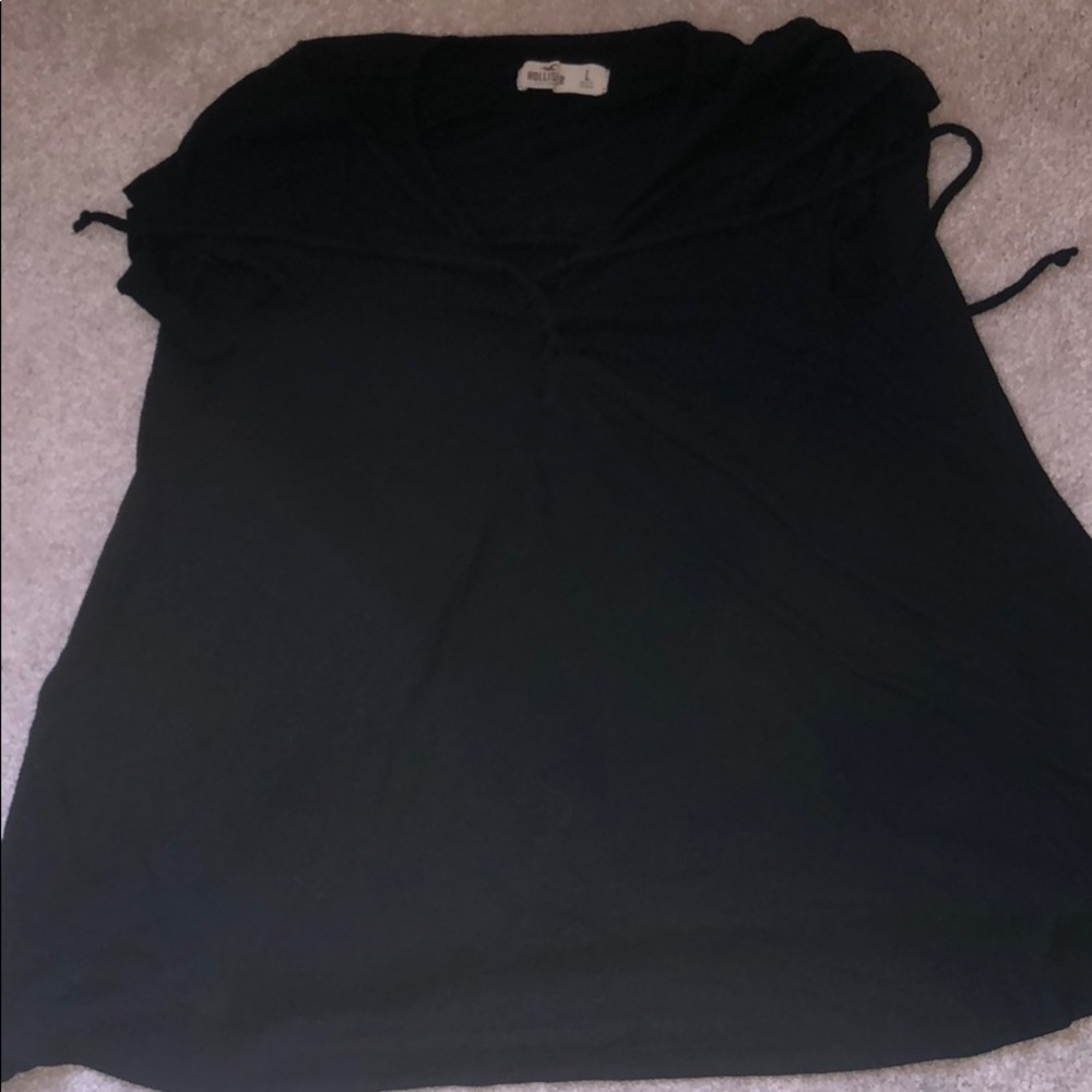 Navy Lace up t shirt